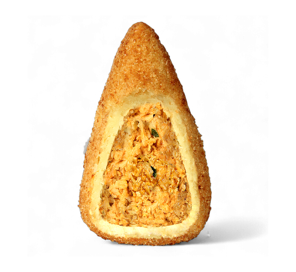 C - coxinha de frango aberta