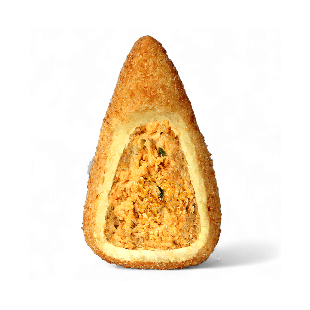 C - coxinha de frango aberta