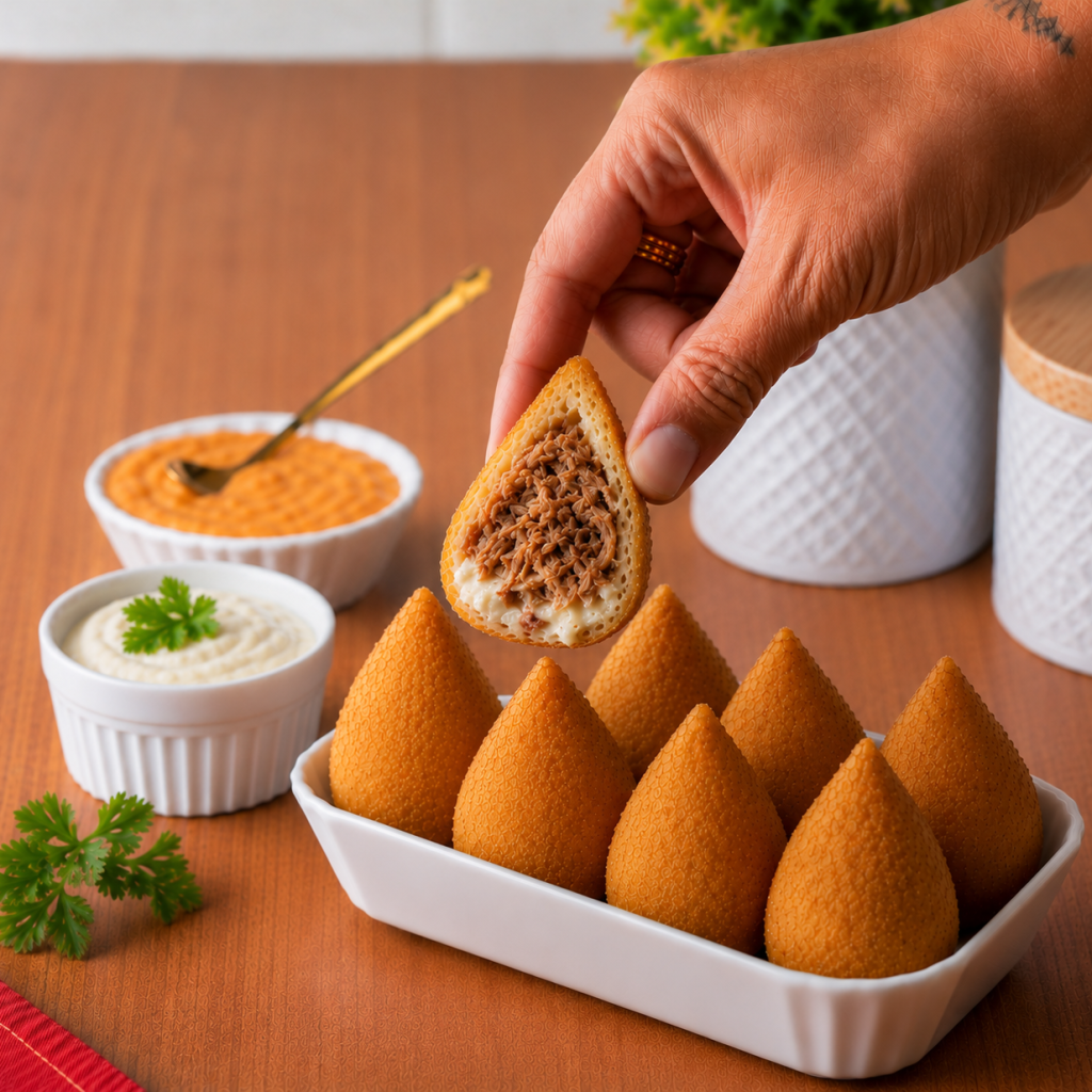 Coxinha de aipim com costela